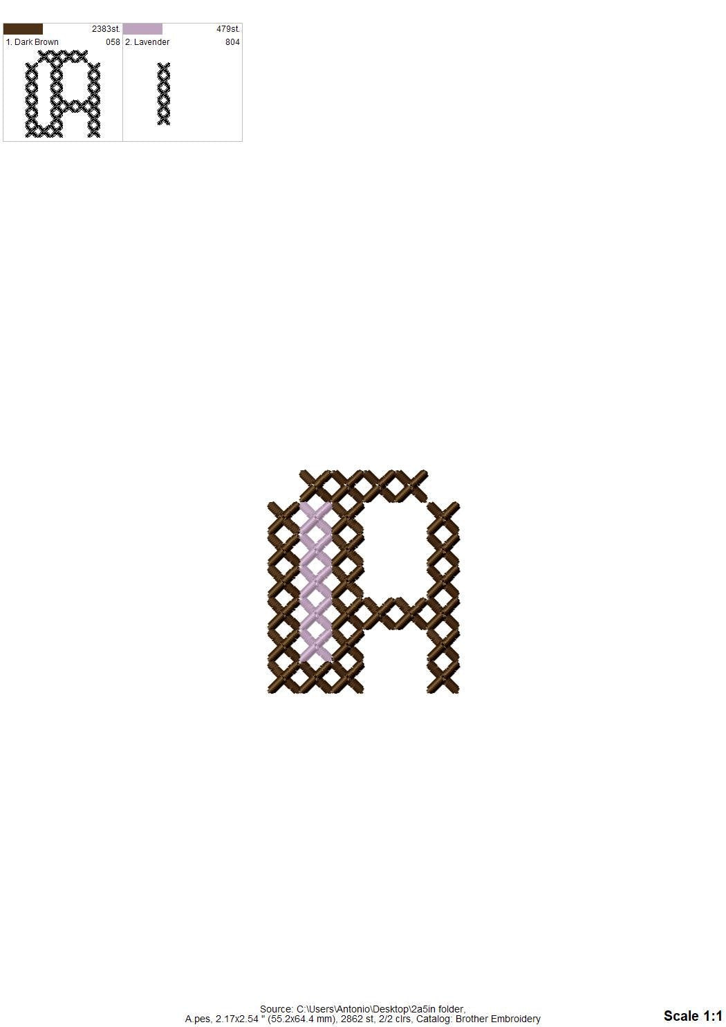 Chunky Cross Stitch Schrift, 2 Farben