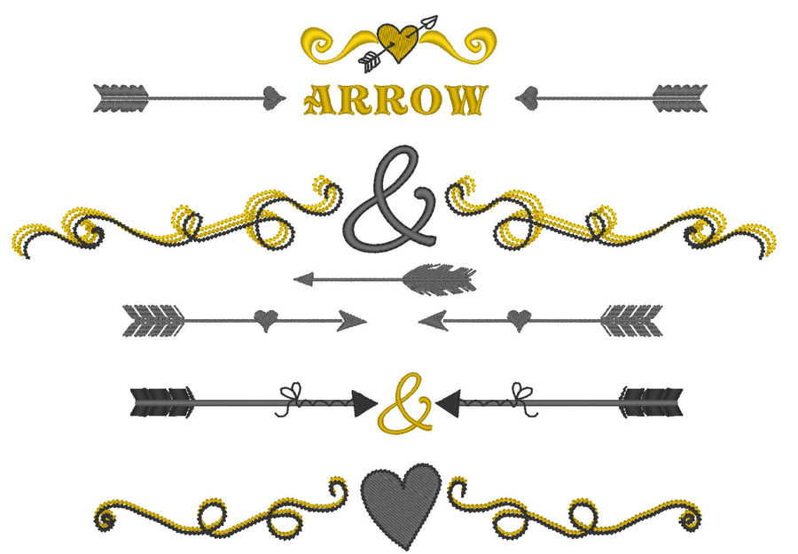 Arrow Heart and Curl Wedding Monogram Border Set - image 1
