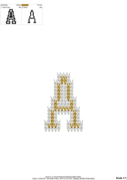 Varsity Knit Stitch Font – machine embroidery font by Artapli, photo 9