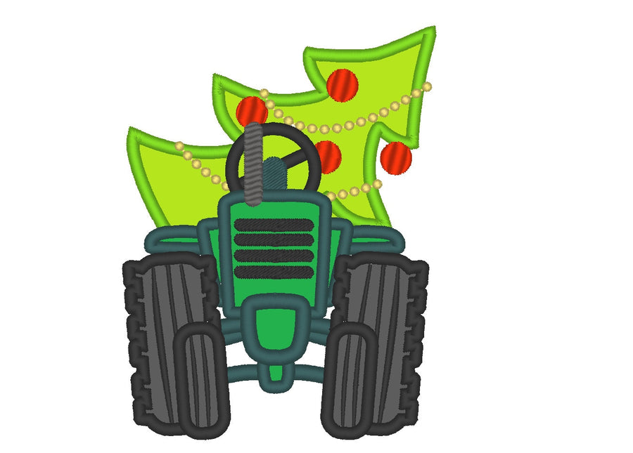 Christmas Tractor Front View Applique - image 1
