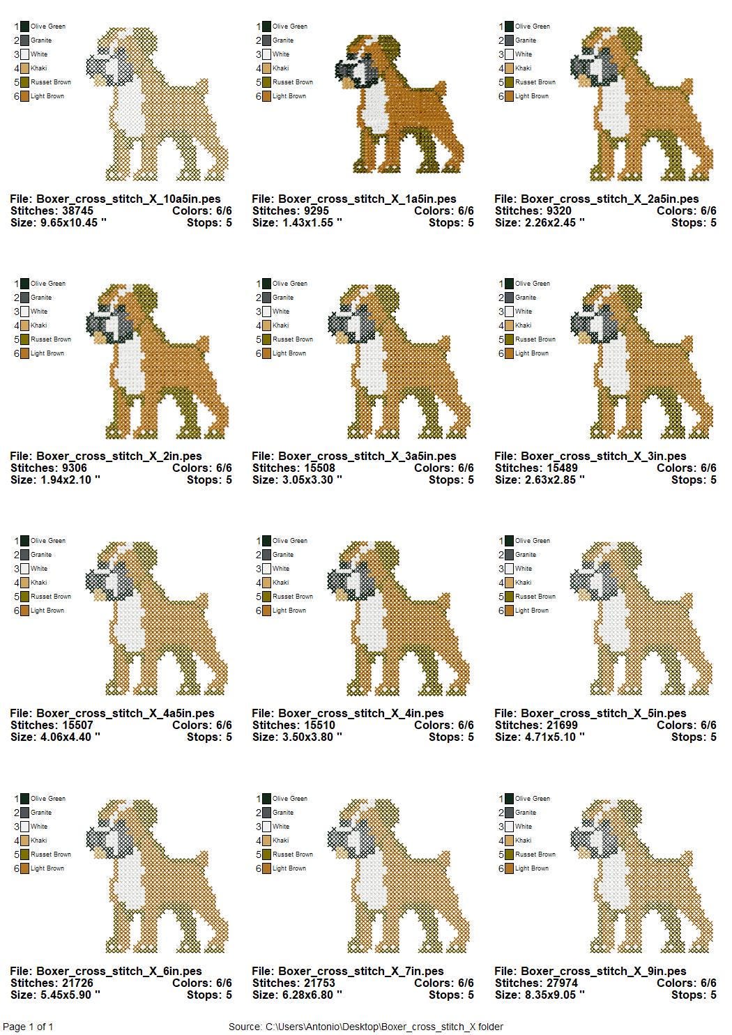 Cross Stitch Boxer Puppy