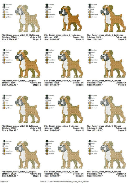 Cross Stitch Boxer Puppy