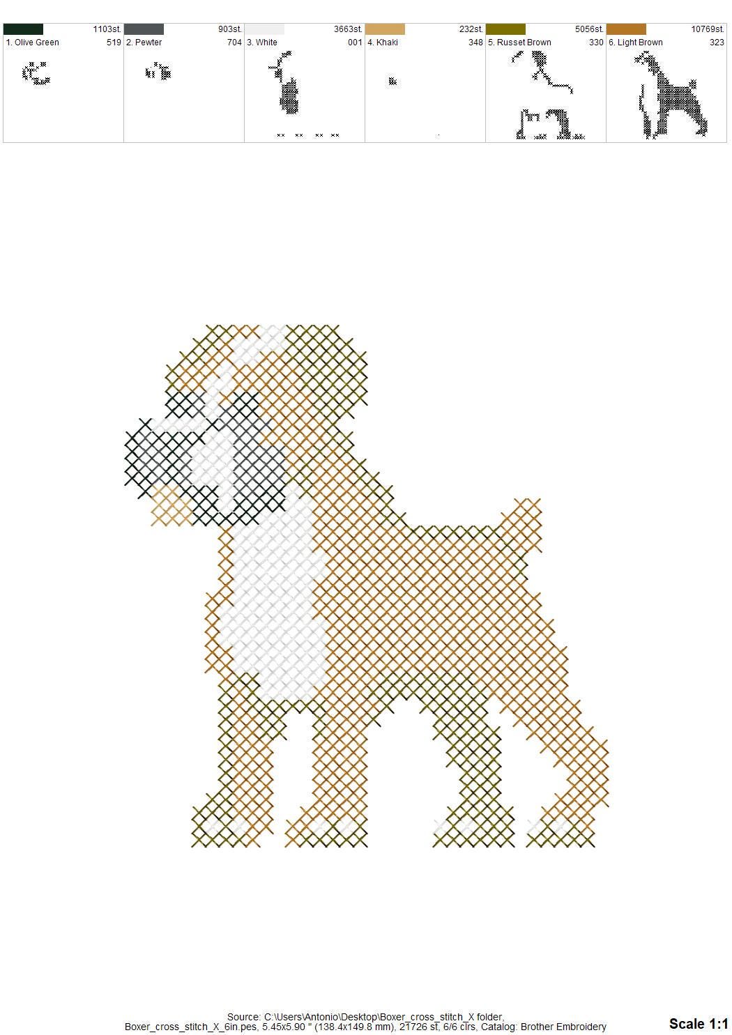 Cross Stitch Boxer Puppy