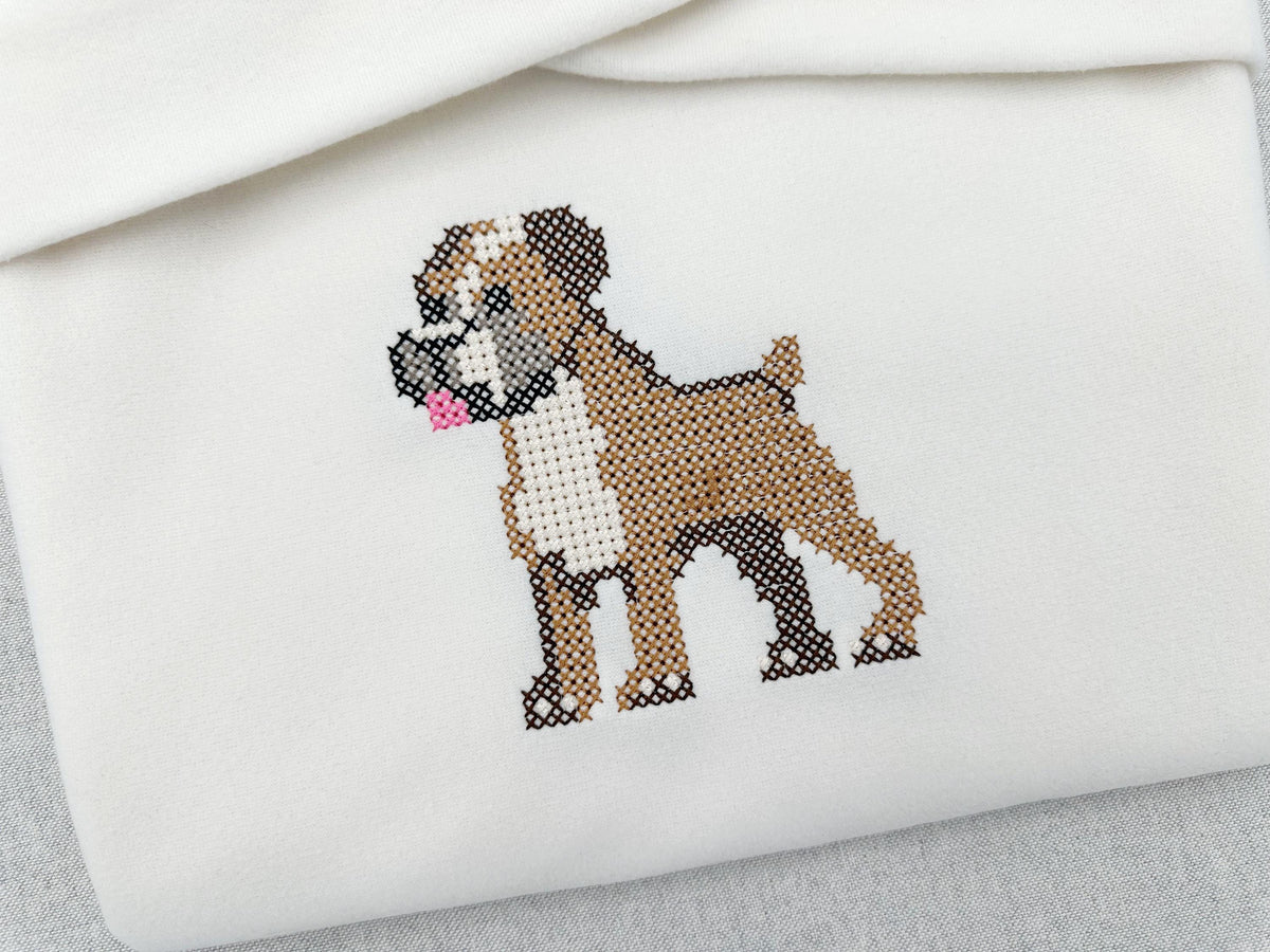Cross Stitch Boxer Puppy