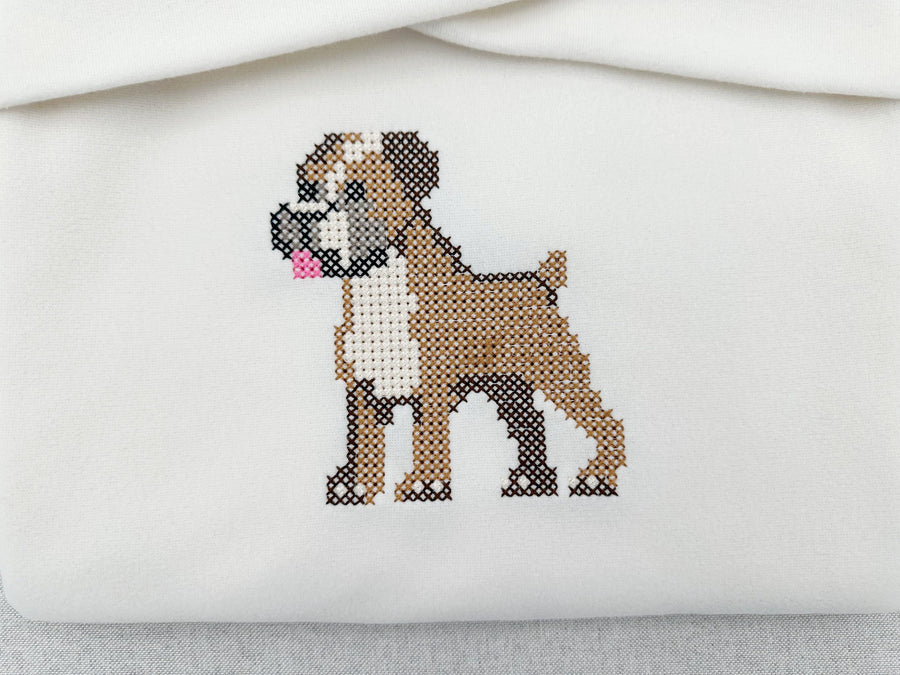 Cross stitch Boxer Adorable Puppy dog machine embroidery design many sizes 1.5 up to 10.5 inches authentic lovely choice for dog lovers