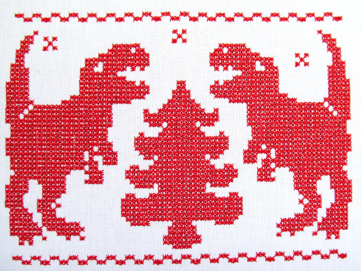 Indominus Rex dinosaurs with Christmas tree cross stitch machine embroidery design T-rex dino boy