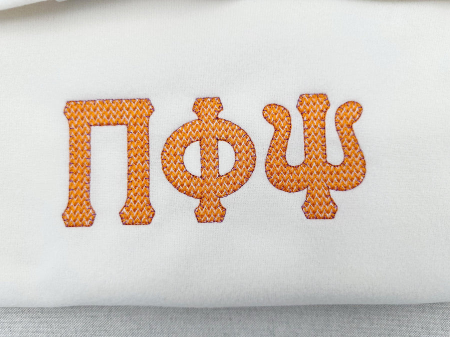 Knit stitch Greek FONT tall narrow Alphabet with outline sororities fraternities machine embroidery design textured Monogram letters BX