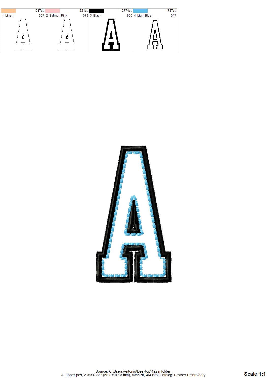 Varsity Top Stitch Applique Font – machine embroidery font by Artapli, photo 8