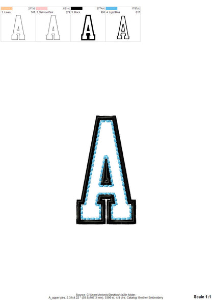 Varsity Top Stitch Applique Font – machine embroidery font by Artapli, photo 8