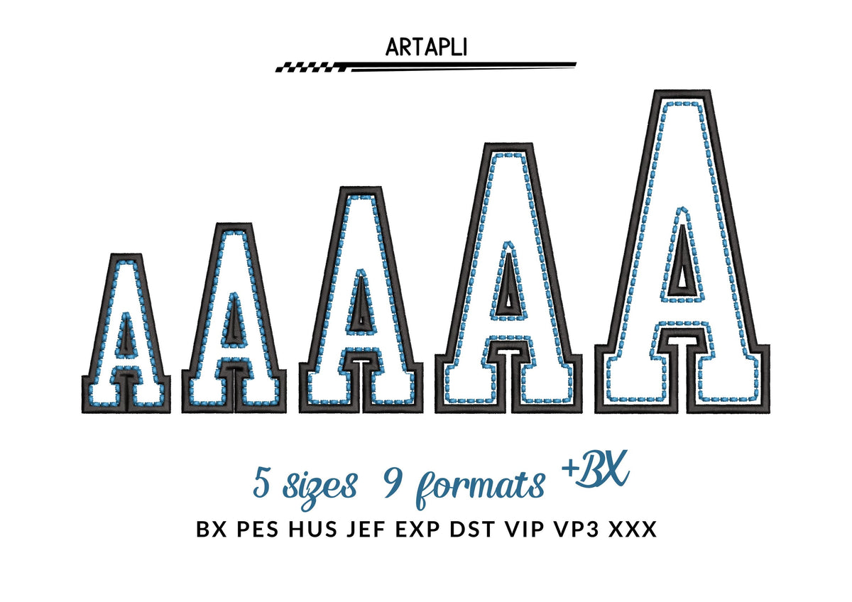 Varsity Top Stitch Applique Font – machine embroidery font by Artapli, photo 10