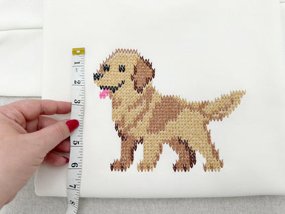 Knit stitch Golden Retriever Puppy Dog cozy chunky knitted sweater effect machine embroidery design many sizes 5 up to 11.5 inches