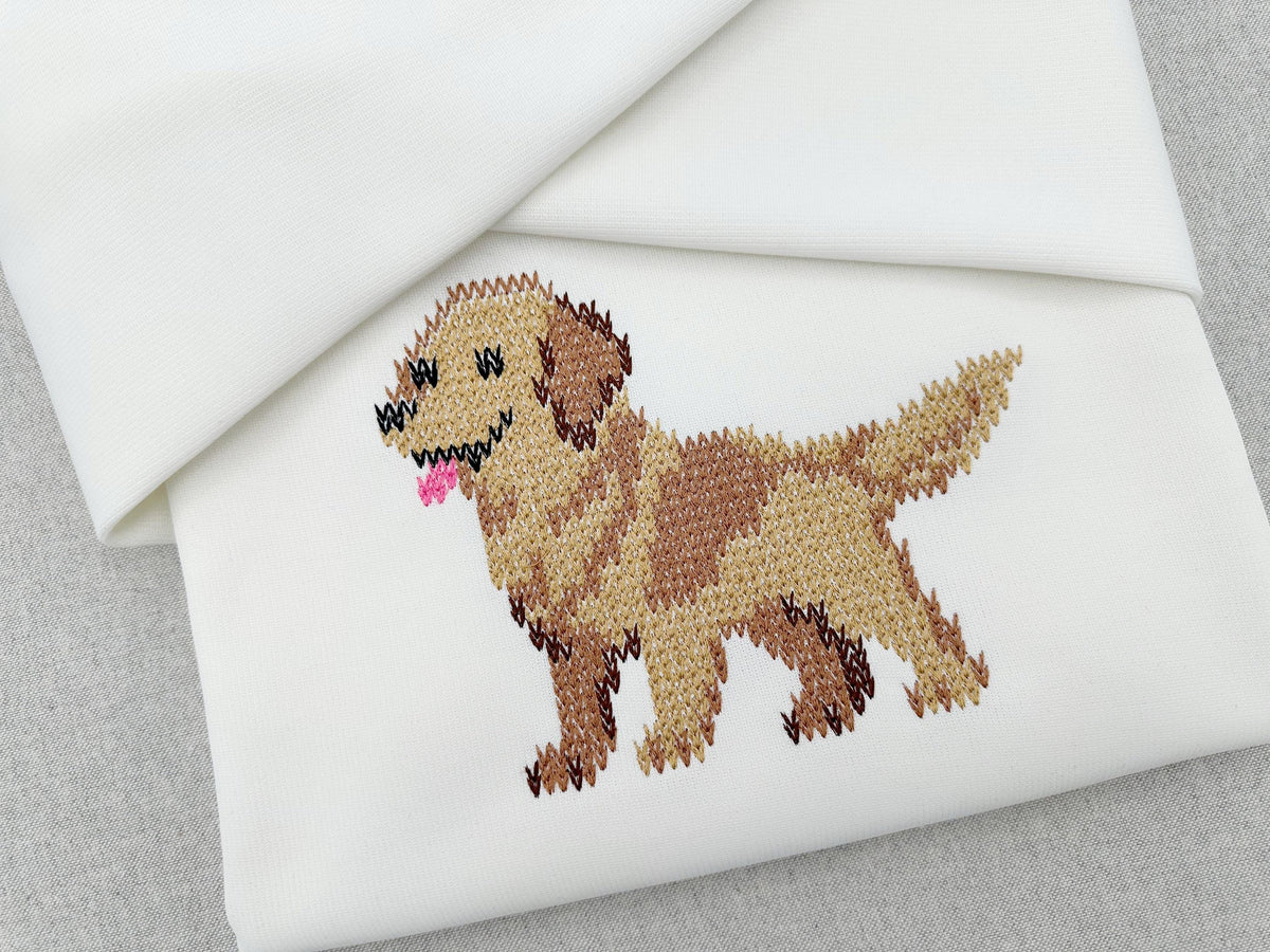 Golden retriever em tricô grosso