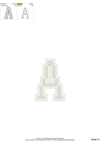 Varsity Narrow Cross Stitch Font – machine embroidery font by Artapli, photo 8