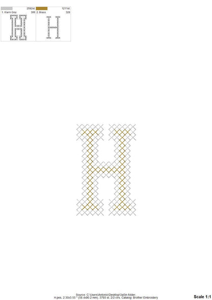 Varsity Narrow Cross Stitch Font – machine embroidery font by Artapli, photo 9