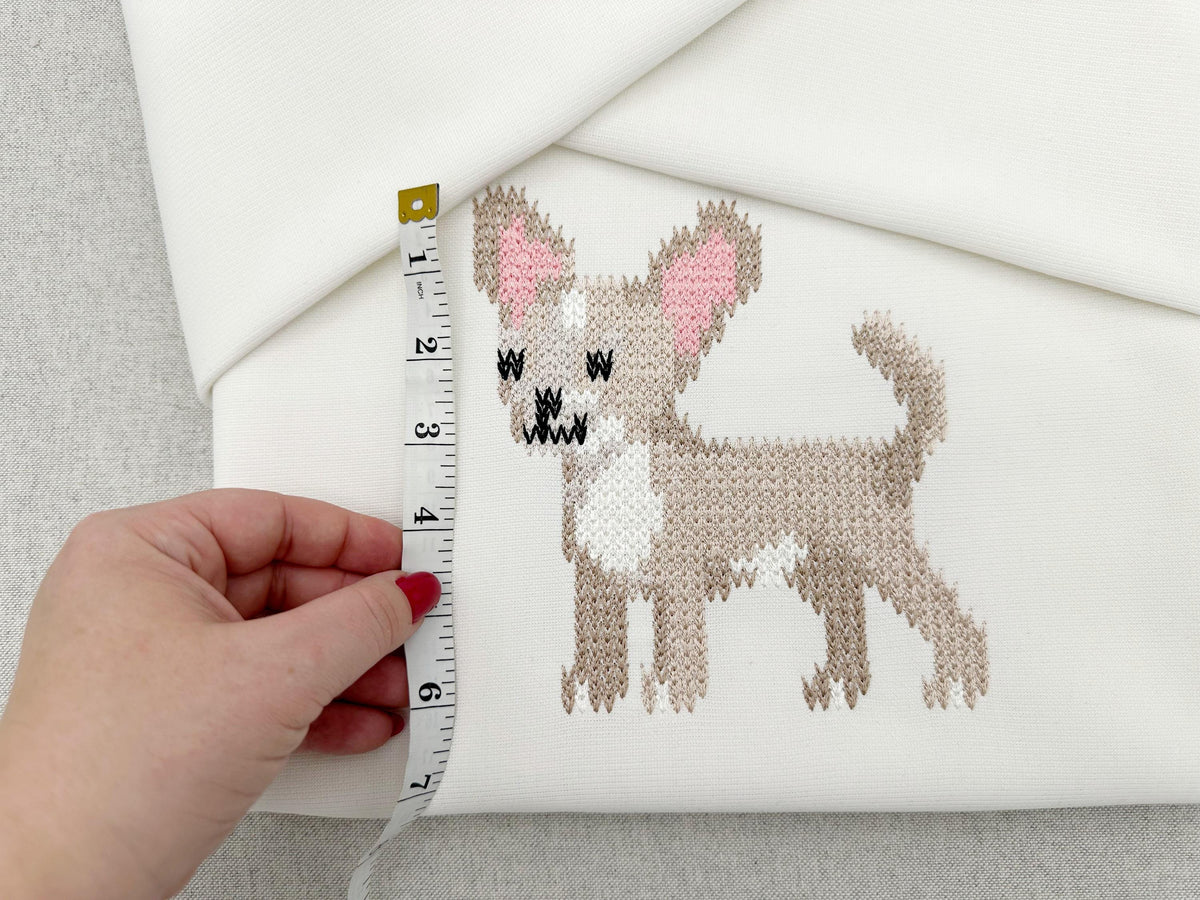 Knit stitch Chihuahua Puppy Dog cozy chunky knitted sweater effect machine embroidery design many sizes 4.5 up to 11.5 inches