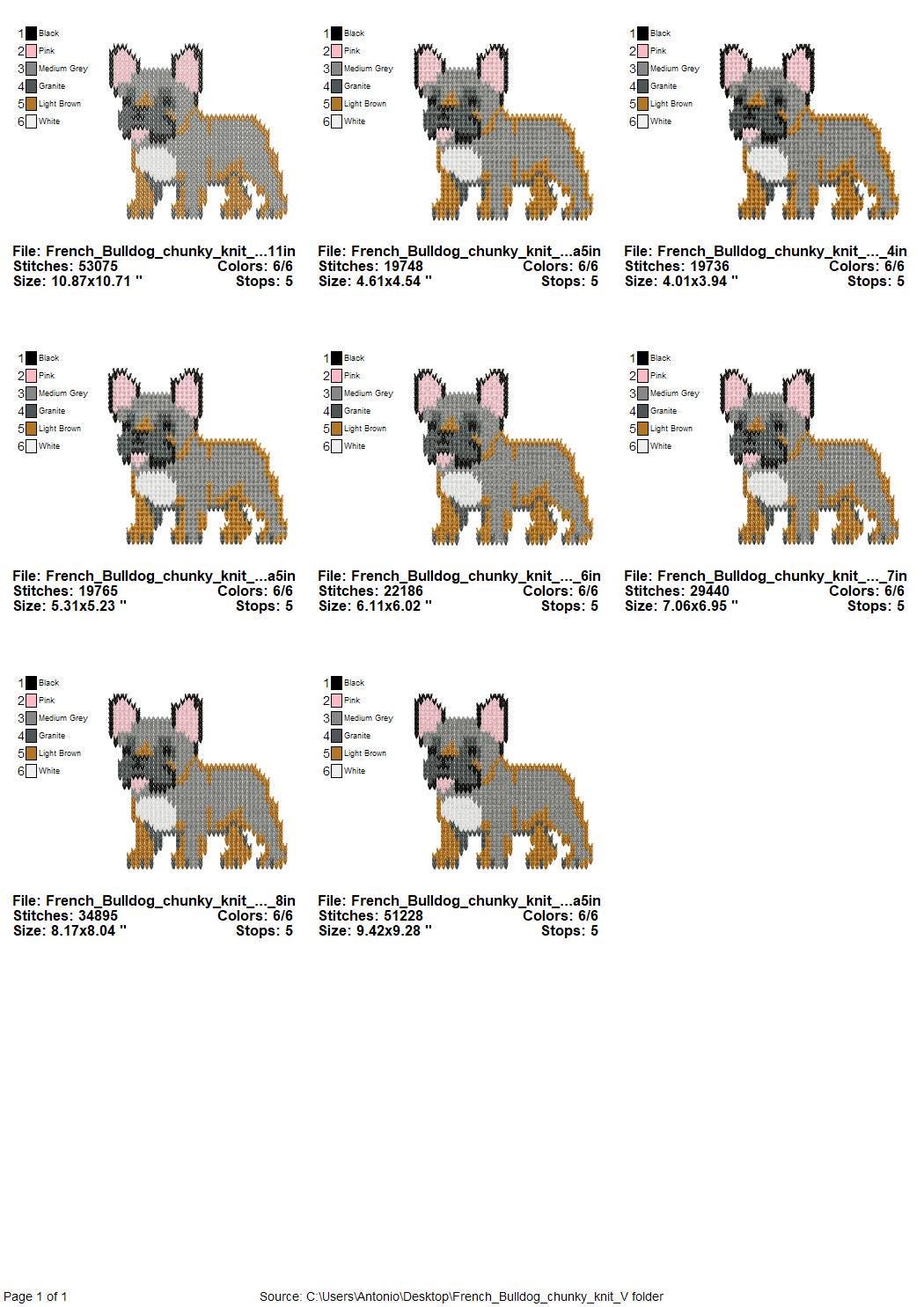 French Bulldog Knit Stitch – machine embroidery design by Artapli, photo 6