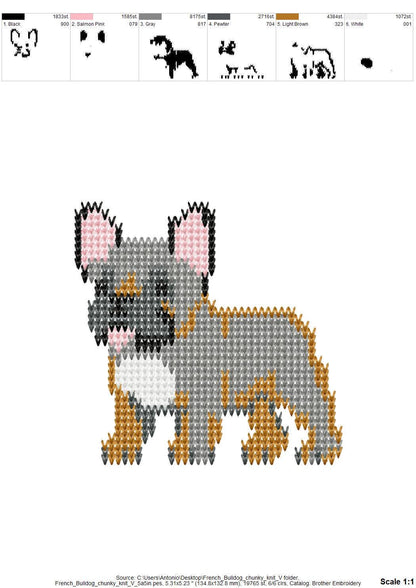 French Bulldog Knit Stitch – machine embroidery design by Artapli, photo 7