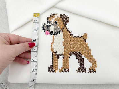 Knit stitch Boxer Puppy Dog cozy chunky knitted sweater effect machine embroidery design for dog lovers many sizes 4 up to 11.5 inches