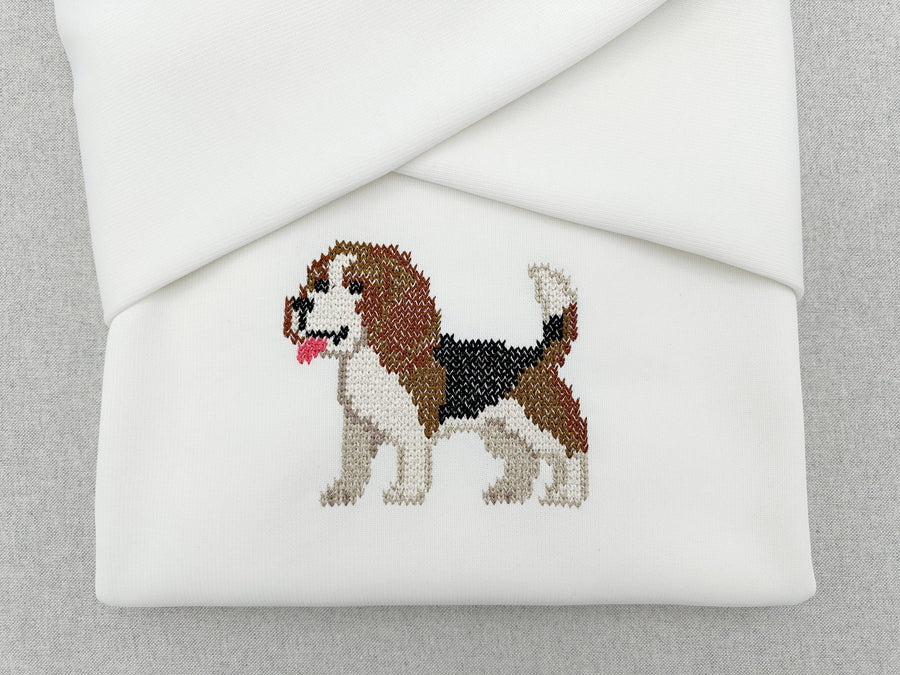 Knit stitch Beagle Puppy Dog cozy chunky knitted sweater effect machine embroidery design many sizes 4.5 up to 10.5 inches