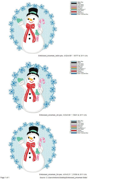 Embossed Christmas Snowman – machine embroidery design by Artapli, photo 8