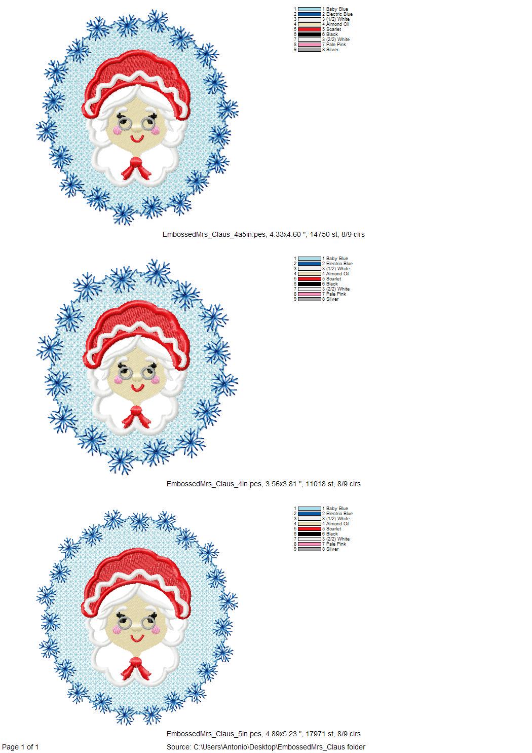 Embossed Mrs Santa Claus – machine embroidery design by Artapli, photo 10