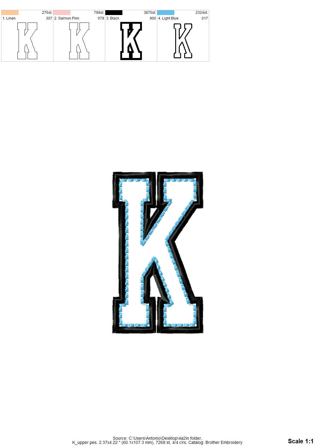 Varsity Top Stitch Applique Font – machine embroidery font by Artapli, photo 9