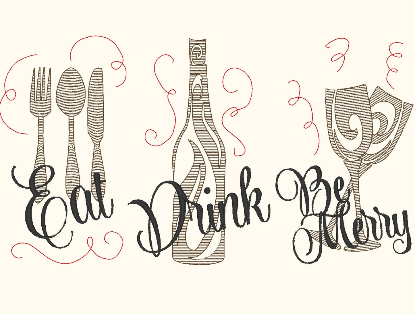 Christmas Wishes, Wine Quotes Sayings, Awesome Towel Decoration Set of 3 - Machine Embroidery Designs