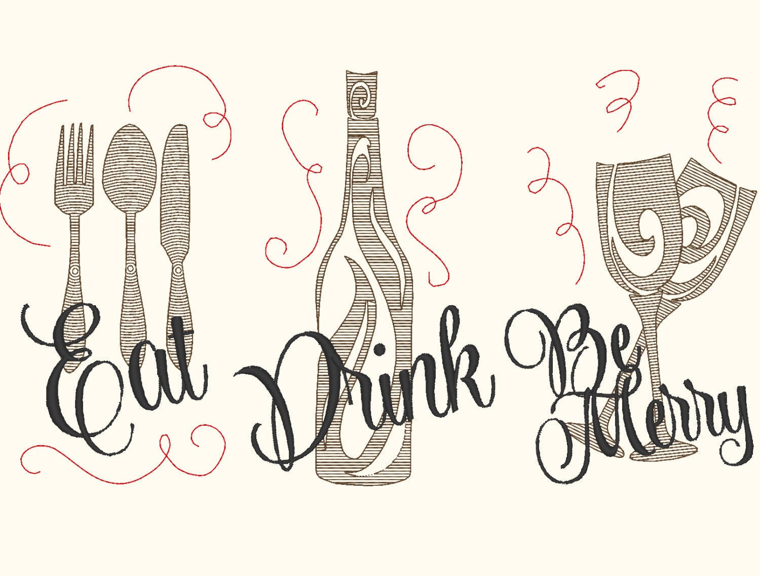 Christmas Wishes, Wine Quotes Sayings, Awesome Towel Decoration Set of 3 - Machine Embroidery Designs