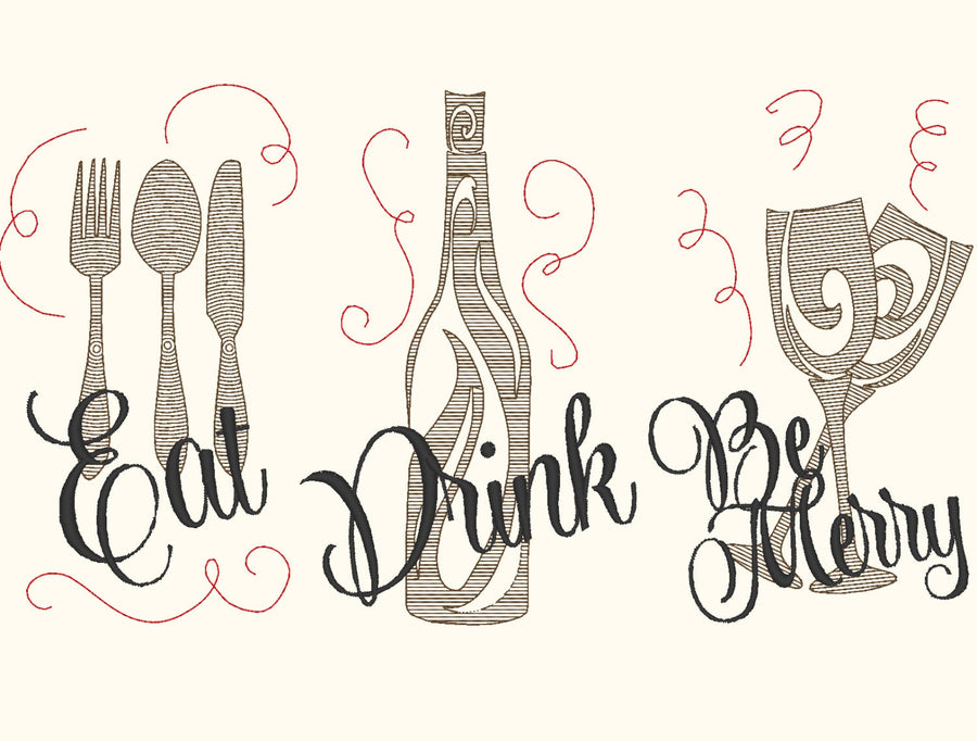 Christmas Wishes, Wine Quotes Sayings, Awesome Towel Decoration Set of 3 - Machine Embroidery Designs