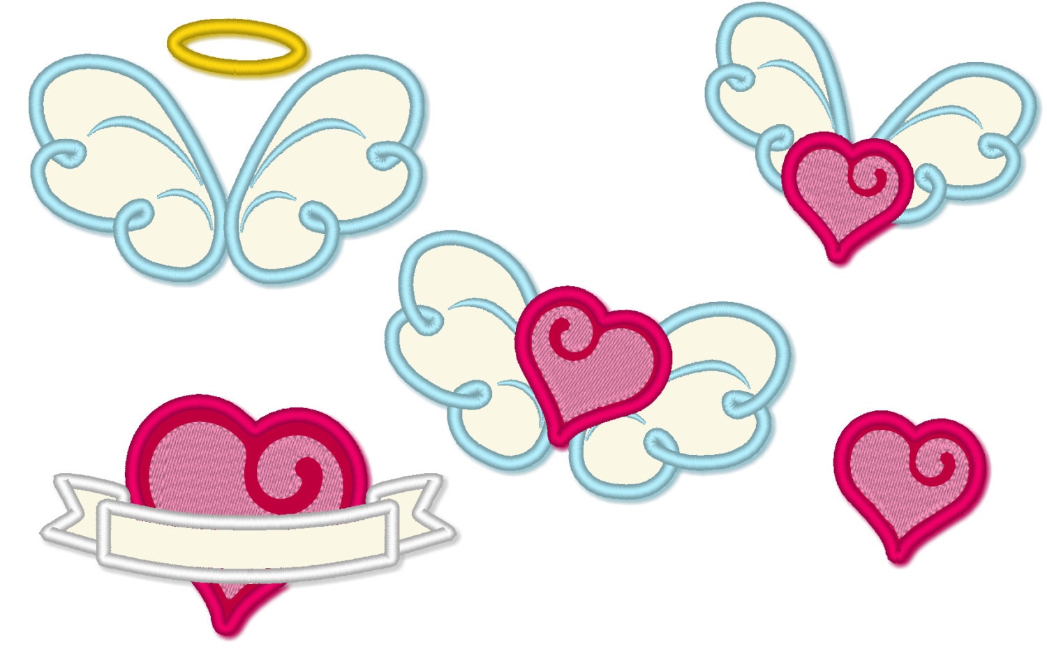 Little angel winged love machine embroidery and applique designs 4x4 | Artapli - image 1