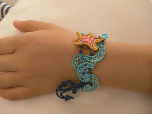 Lace nautical baby bracelet FSL, Free standing jewelry – Instant Download | Artapli