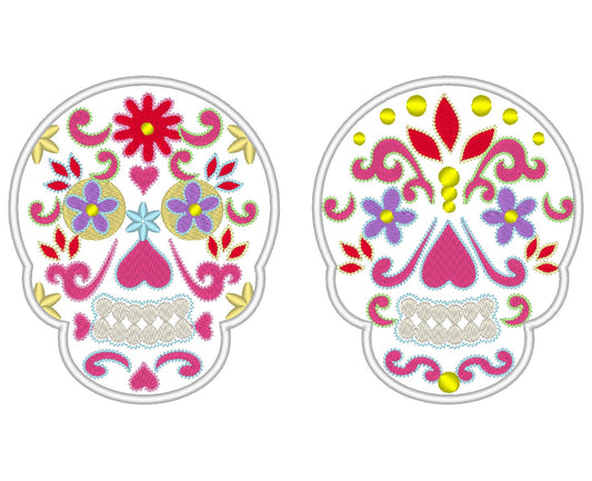 Sugar Skull, Day of the Dead Sugar Skull embroidery applique, Dia de | Artapli - image 1