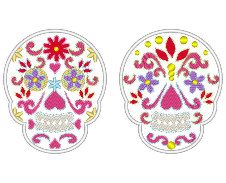 Sugar Skull, Day of the Dead Sugar Skull embroidery applique, Dia de | Artapli - image 1