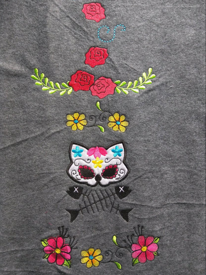 Day of the dead Calavera Kitty Cat sugar skull Set applique machine embroidery designs