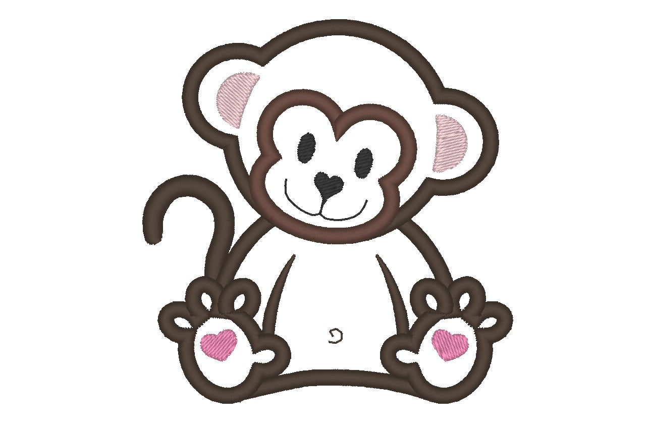 Little Monkey - Machine Embroidery Applique Designs - INSTANT DOWNLOAD for Hoops 4x4 and 5x7