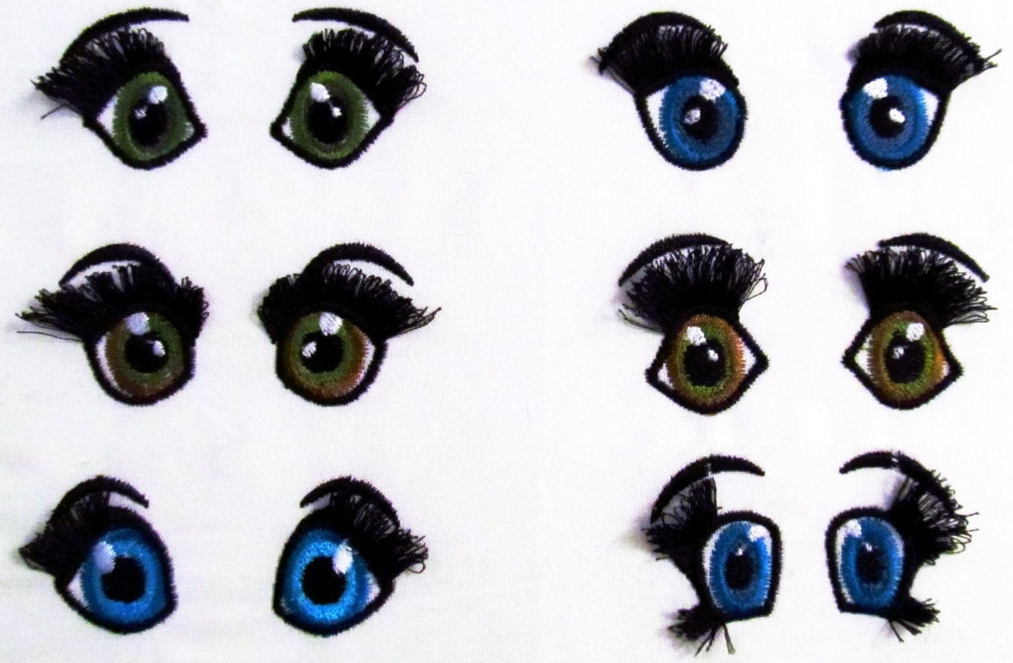 Fringed, fluffy, flare lashes dolls pretty eyes Embroidery 1" 1.3" 1.5" 2" 3" 4" | Chenille PES DST JEF | Artapli