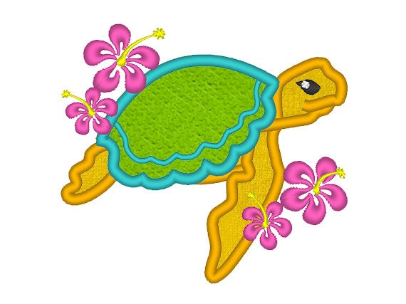 Girly Turtle with Hibiscus Flower - image 1