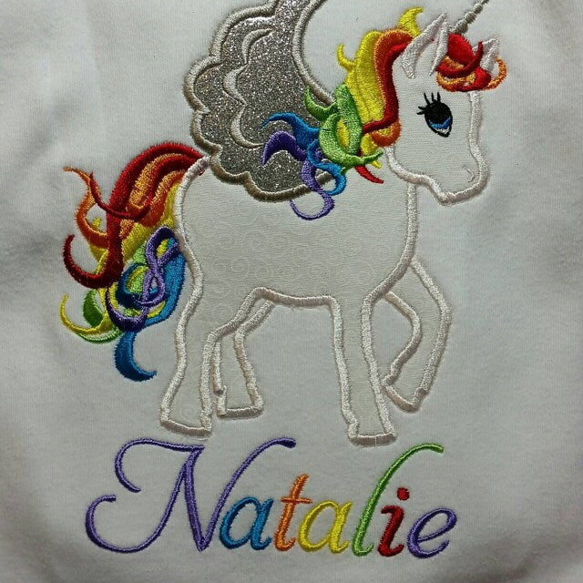 Rainbow Unicorn Pegasus applique machine embroidery designs flying unicorn magic horse