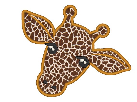 Cute Giraffe head wild animal applique machine embroidery designs
