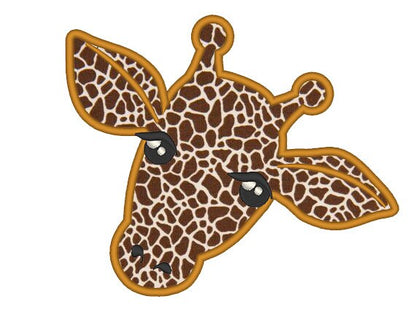 Cute Giraffe head wild animal applique machine embroidery designs