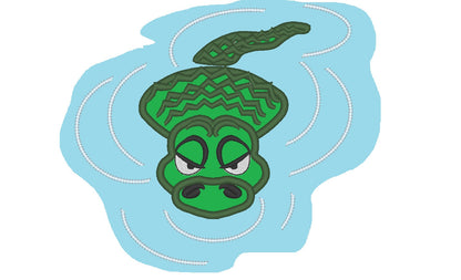 Peeking Alligator in water Applique Embroidery 4" 5" 5.5" 7" | PES DST JEF | Artapli