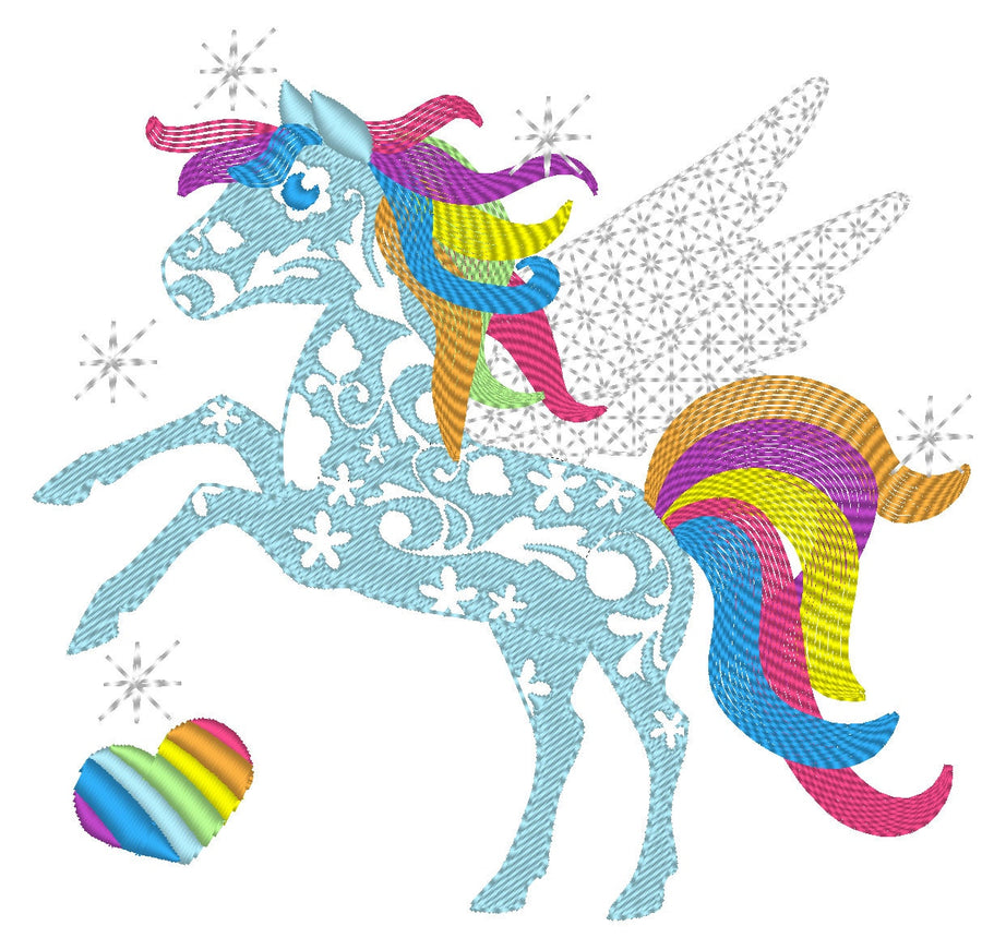 Rainbow Unicorn Pegasus Machine Embroidery 4" 5" 6" 7" | PES DST JEF | Artapli