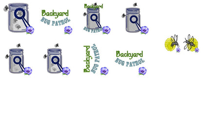 Magic Mason Jar and Fireflies – Bug machine embroidery design by Artapli