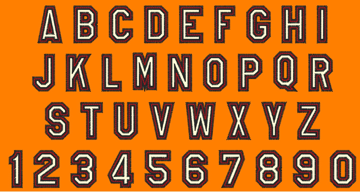 Zig Zag Outline Applique Font – Instant Download | Artapli