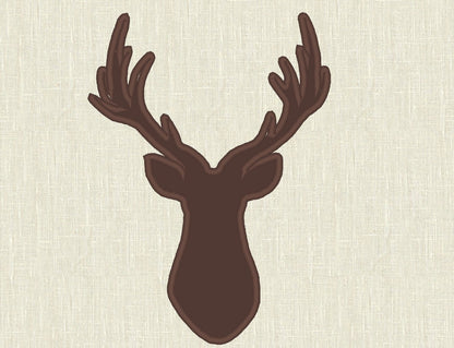 Buck Deer Head Outline Applique Embroidery 4" 5" 4.5" 6" 7" | PES DST JEF | Artapli