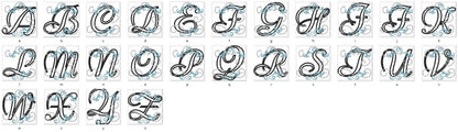 Curl Swirl Monogram Font girly alphabet Applique machine embroidery designs