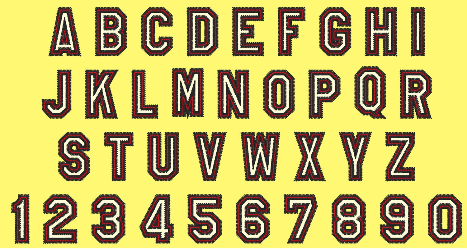 Zig Zag Outline Applique Font – Sizes 1.3" 1.5" 2" 2.5" 3" 4" BX Digital Font File | Artapli