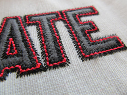 Zig Zag Outline Applique Font – Alphabet machine embroidery design by Artapli