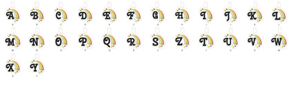 Falling Heart Rainbow Monogram Keychain