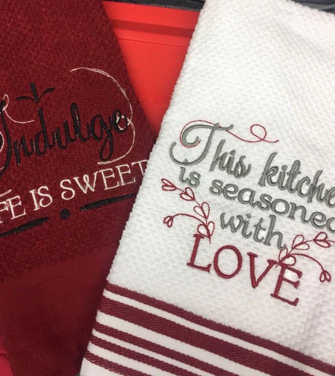 French Vintage Kitchen Towel Quote SET of 4